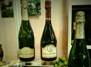 botellas de vino junto a unas uvas